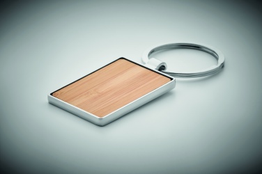 Logo trade promotional item photo of: Rectangular key ring bamboo WEST