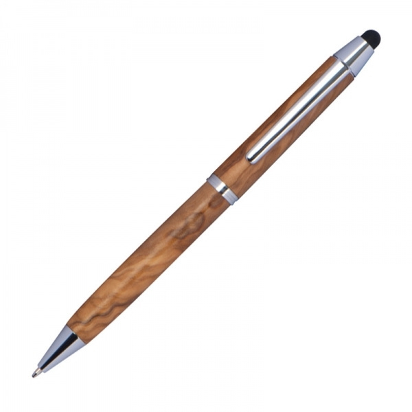 Logo trade business gifts image of: Wooden ballpen with touch function ERFURT