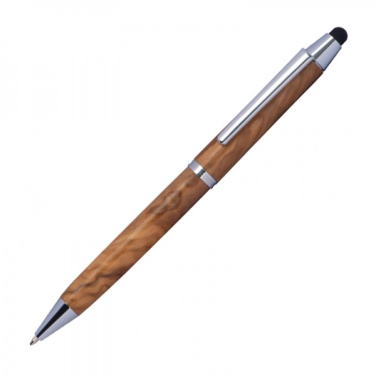 Logo trade business gifts image of: Wooden ballpen with touch function ERFURT