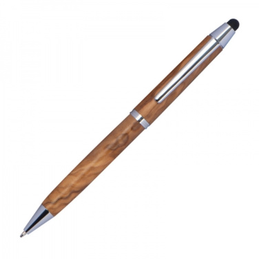 Logo trade advertising products image of: Wooden ballpen with touch function ERFURT