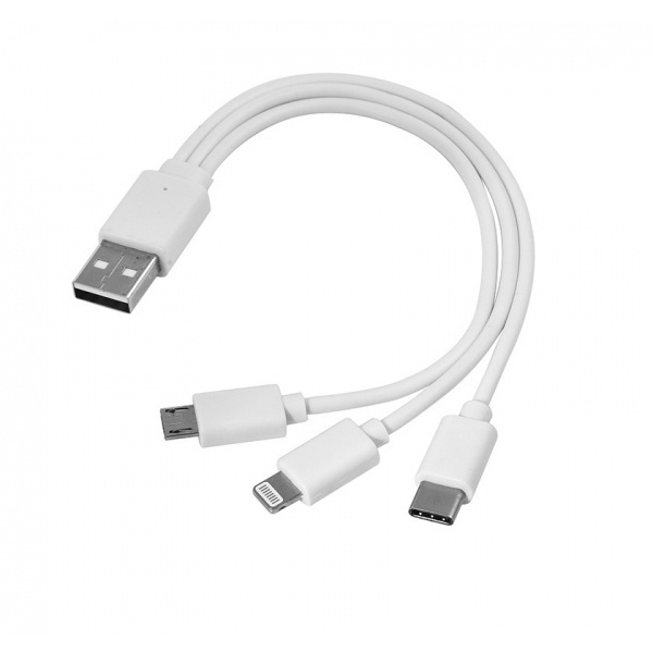 Logo trade promotional products image of: 3 in 1 USB cable type c + micro USB + lightning