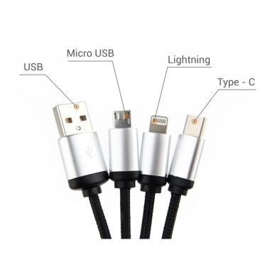 Logotrade promotional merchandise photo of: 3in1 cable with enlighted logo for engraving, RXD-368