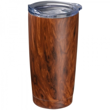 Logotrade corporate gift picture of: Stainless steel mug with wooden look COSTA RICA 550 ml