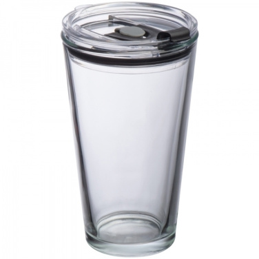 Logotrade promotional products photo of: Glass mug with lid WATTENSCHEID 400 ml