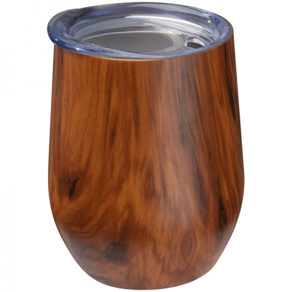 Logo trade promotional item photo of: Stainless steel mug with wooden look BRIGHTON 380 ml