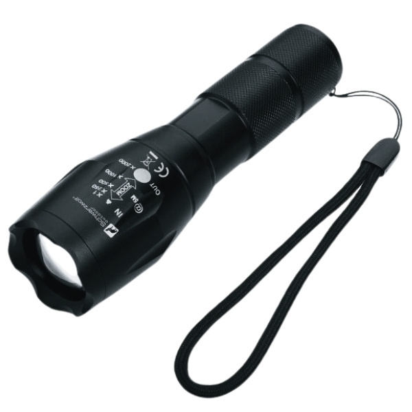 Logo trade promotional merchandise image of: Flashlight ANTELAO Schwarzwolf