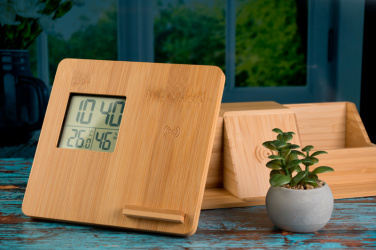 Logotrade promotional product image of: Bamboo weather station GRANADA