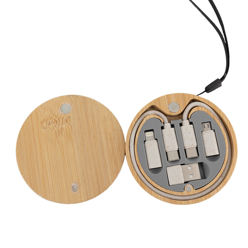 Logotrade promotional gift picture of: 4in1 cable in wooden case, LH-ZM01