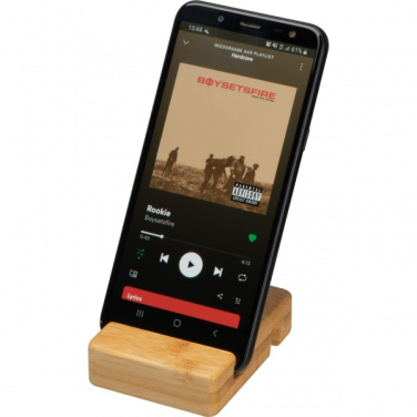 Logo trade promotional gifts picture of: Bamboo smartphone holder SAN SEBASTIAN