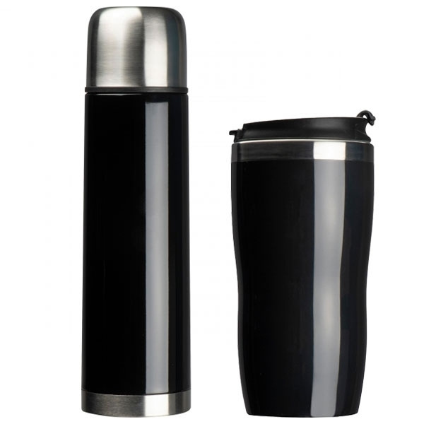 Logo trade business gifts image of: Set of vacuum flask and drinking cup SPLIT 450 ml