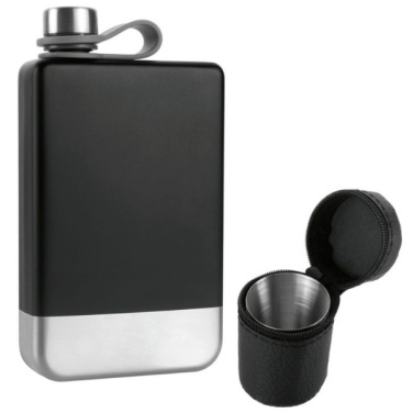 Logo trade promotional products picture of: Hip flask set TAHAT Schwarzwolf