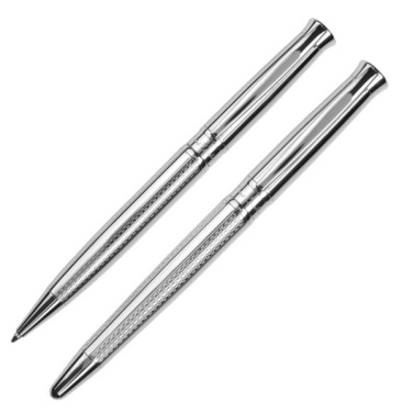 Logo trade promotional merchandise picture of: Metal set of ballpoint pen and roller ROI