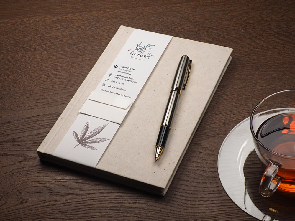 Logo trade corporate gifts picture of: Recycled Hemp Notebook 209734300