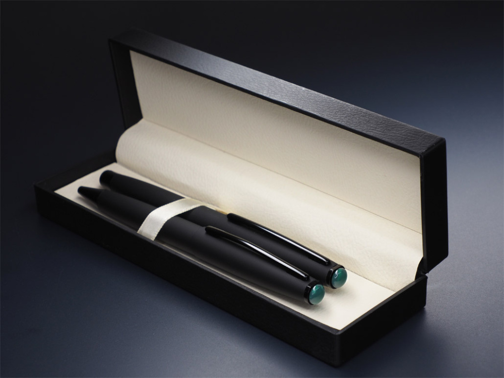 Logo trade promotional merchandise picture of: Agate stone Pen set 1289036