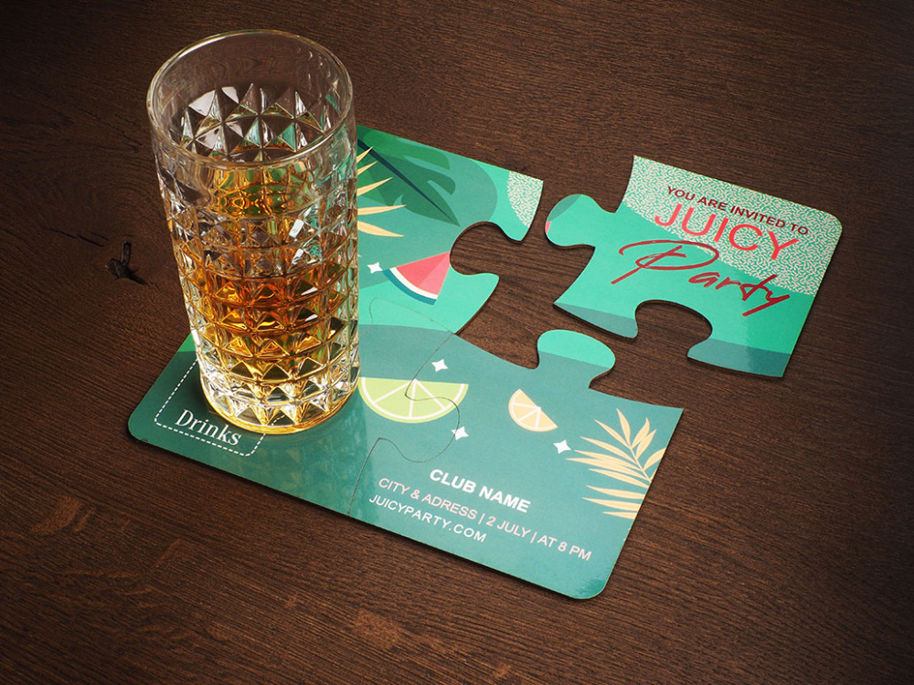 Logo trade corporate gift photo of: Set of 4 PUZZLE glass coasters 1835117