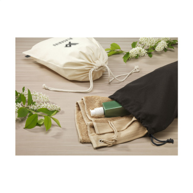 Logo trade promotional gift photo of: Gift Pouch Natural GRS Recycled Cotton (150 g/m²) L