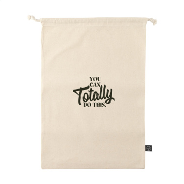 Logo trade promotional products image of: Gift Pouch Natural GRS Recycled Cotton (150 g/m²) L