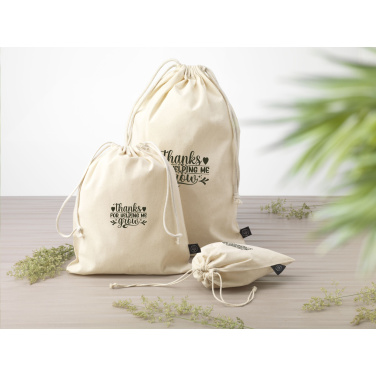 Logo trade promotional products image of: Gift Pouch Natural GRS Recycled Cotton (150 g/m²) S