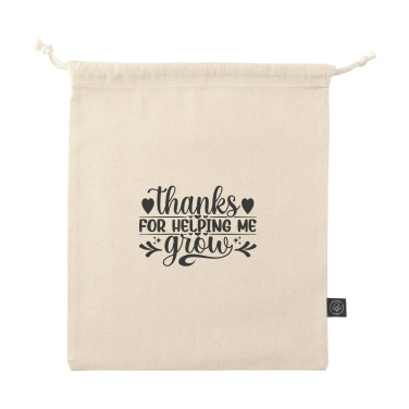 Logo trade promotional items image of: Gift Pouch Natural GRS Recycled Cotton (150 g/m²) M