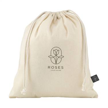 Logo trade promotional gift photo of: Gift Pouch Natural GRS Recycled Cotton (150 g/m²) M