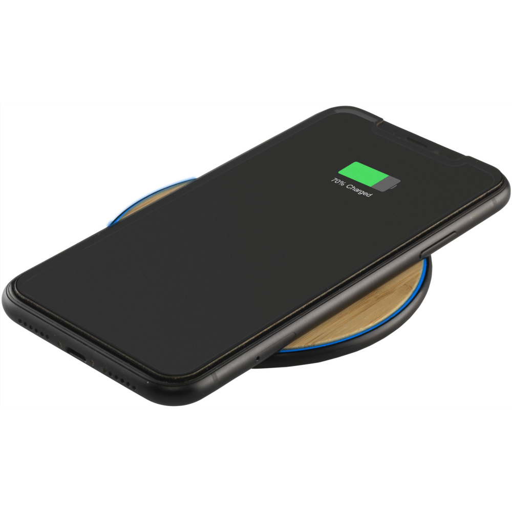 Logo trade corporate gifts image of: Bamboo 10W Wireless Charger wireless fast charger