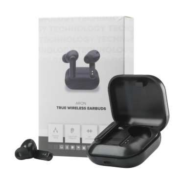 Logo trade advertising products picture of: Aron TWS Wireless Earbuds in Charging Case