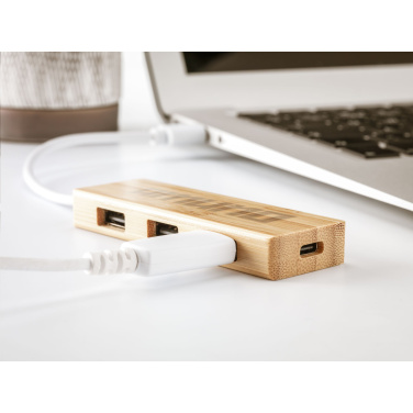 Logo trade promotional merchandise image of: Bamboo USB Hub