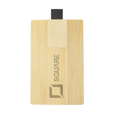 Logo trade promotional giveaways image of: CreditCard USB Bamboo 64 GB