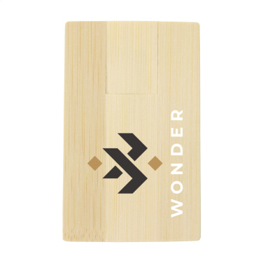 Logo trade business gift photo of: CreditCard USB Bamboo 64 GB