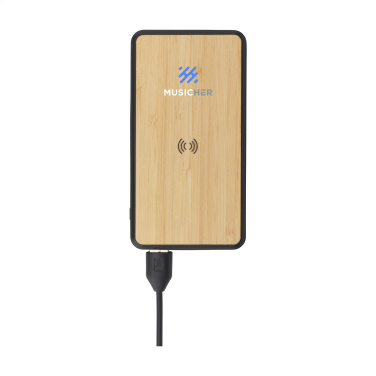 Logotrade business gift image of: Boru Bamboo RCS Recycled ABS Powerbank Wireless Charger