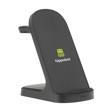 Logo trade corporate gifts image of: Triple-Up RCS Recycled ABS Wireless Charger Stand