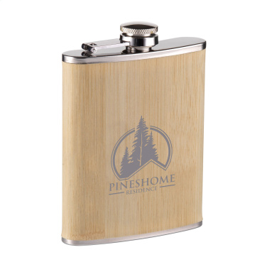 Logo trade promotional merchandise image of: Hipflask Bamboo 200 ml drinking bottle