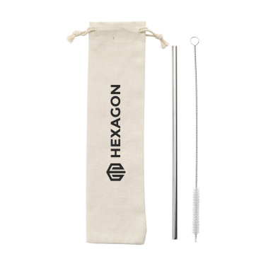 Logo trade promotional merchandise photo of: Reusable 1 piece ECO Straw Set stainless-steel straw