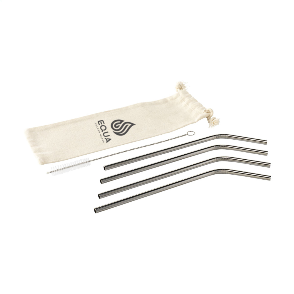 Logotrade promotional merchandise picture of: ECO RVS 4 pieces ECO Straw Set stainless-steel straws