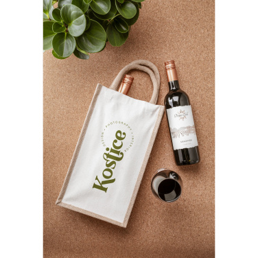 Logo trade promotional merchandise image of: Jute Canvas Double Wine Bag