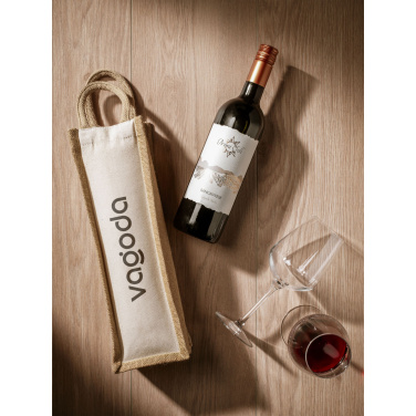 Logo trade promotional giveaways picture of: Jute Canvas Wine Bag