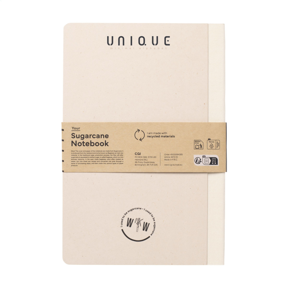 Logo trade promotional products image of: Sugarcane Paper Notebook A5