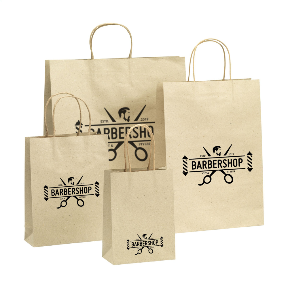 Logo trade business gifts image of: Leaf It Bag recycled grass paper (120 g/m²) L