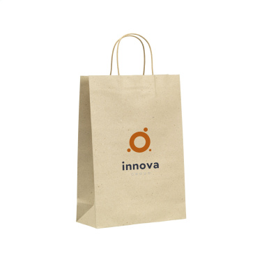 Logo trade promotional merchandise picture of: Leaf It Bag recycled grass paper (120 g/m²) L