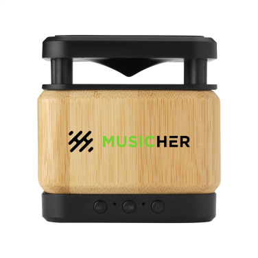 Logo trade promotional product photo of: Bamboo Block Speaker with wireless charger