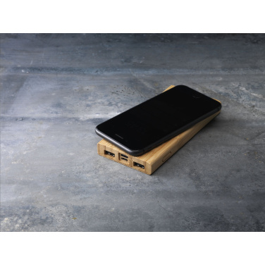 Logo trade promotional gifts image of: Bamboo 8000 Wireless Powerbank wireless charger