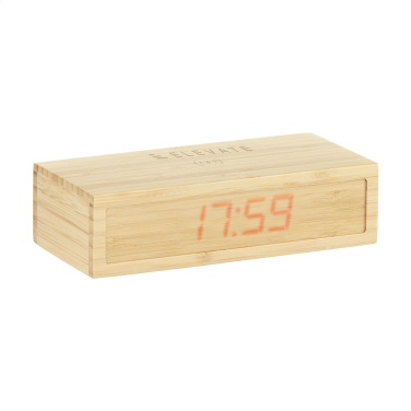 Logo trade promotional item photo of: Bamboo Alarm Clock with Wireless Charger