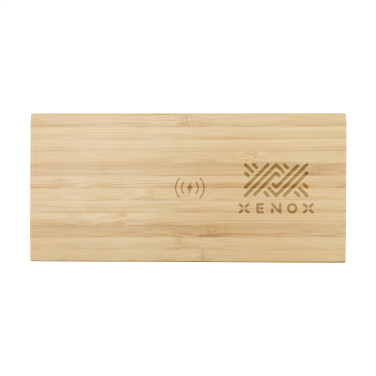 Logo trade promotional gift photo of: Bamboo Alarm Clock with Wireless Charger