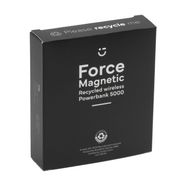 Logo trade promotional merchandise image of: Force Magnetic RCS Recycled Wireless Powerbank 5000