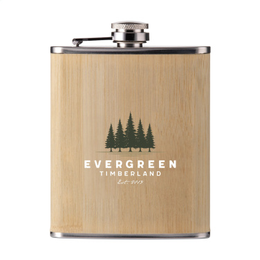 Logo trade business gifts image of: Hipflask Bamboo 200 ml drinking bottle