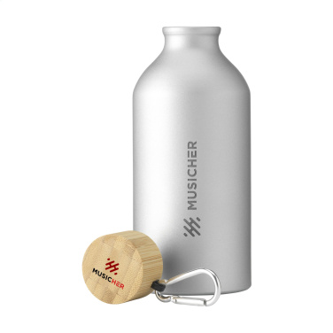 Logo trade promotional merchandise picture of: AluBamboo GRS Recycled Alu 500 ml water bottle