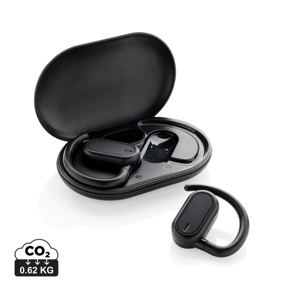 Logo trade business gift photo of: Fitsound RCS recycled plastic open ear TWS earbuds