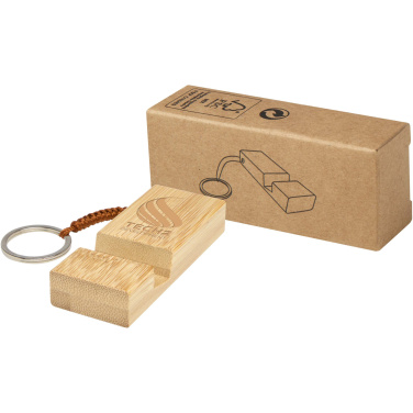 Logo trade promotional giveaway photo of: Bosona bamboo phone holder with keychain