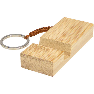 Logo trade business gift photo of: Bosona bamboo phone holder with keychain