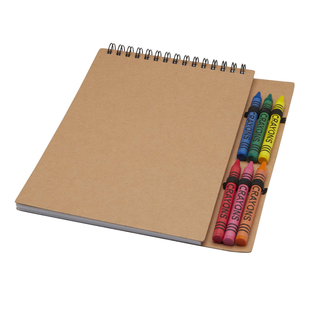 Logo trade promotional items image of: Doodle A5 spiral soft cover notebook and crayon set